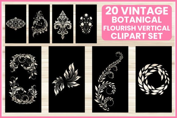 20 Vintage Botanical Flourish Bundle Graphics