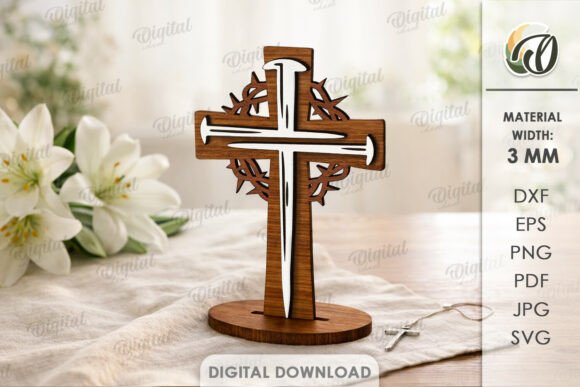 3D Christian Standing Cross Laser Cutting for Home Decor