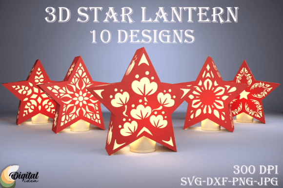 3D Star Lanterns Bundle: Christmas SVG