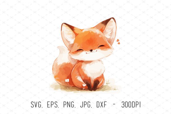 Baby Fox Watercolor Woodland Animals PNG