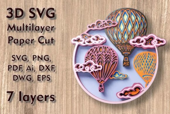 Balloon 3D SVG Multilayer PaperCut Files for Ornaments