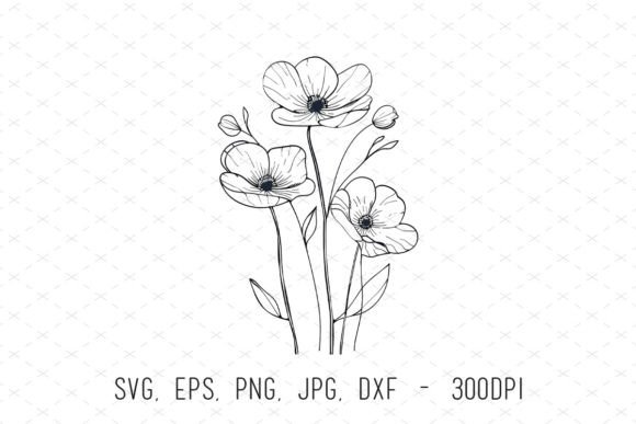 Botanical Flowers Graphics for Crafting
