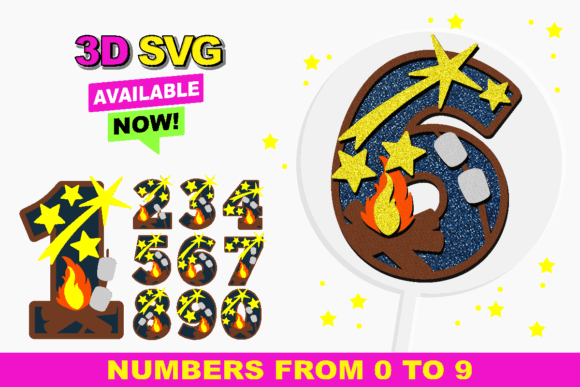 Camping Numbers 3D SVG