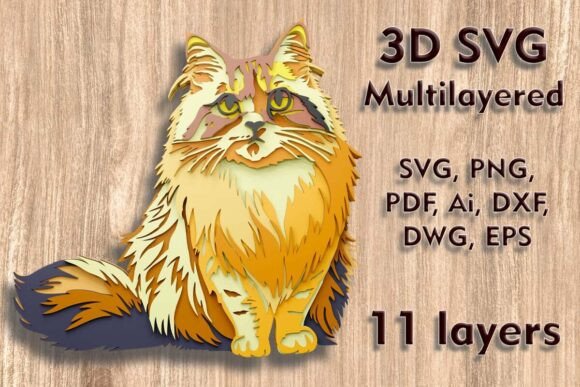 Cat 3D SVG Laser Cutting Files for Wall Decor