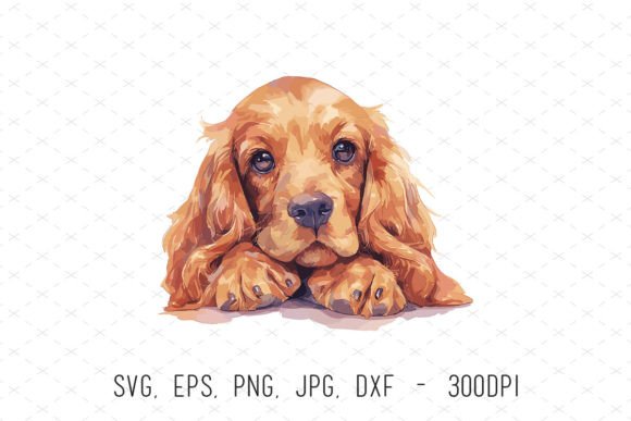 Cocker Spaniel Dog Sublimation Clipart: Graphics & Illustrations