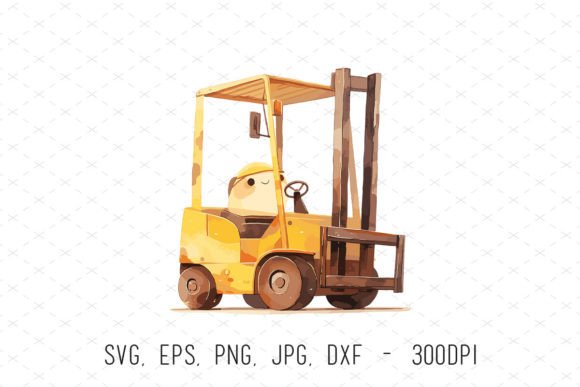 Cute Construction Forklift Graphics for Digital Sellers
