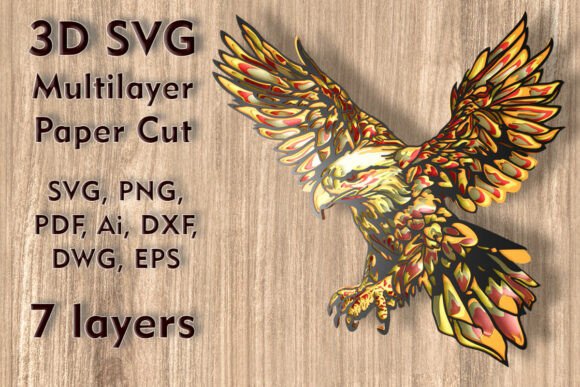 Eagle 3D SVG Multilayer PaperCut Files