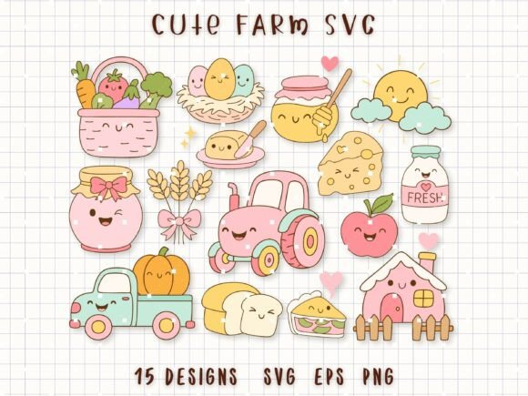 Farm SVG Farm Animals and Food Clipart Graphics