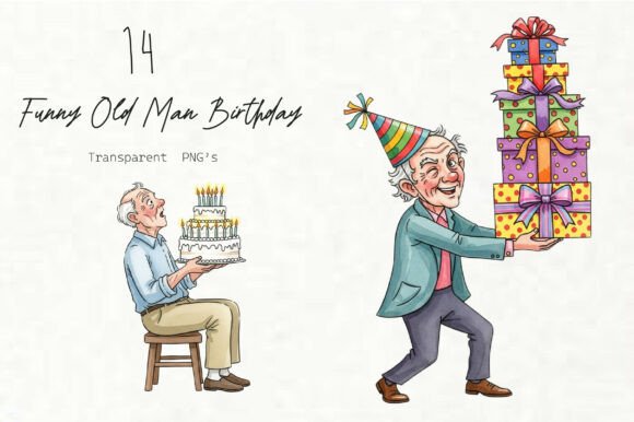 Funny Old Man Birthday Clipart Graphics