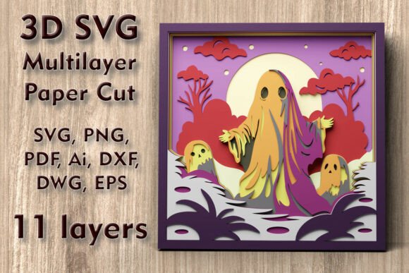 Ghost 3D SVG for Halloween Editorial Design