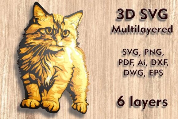 Ginger Cat 3D SVG Laser Cutting Files for Wall Decor