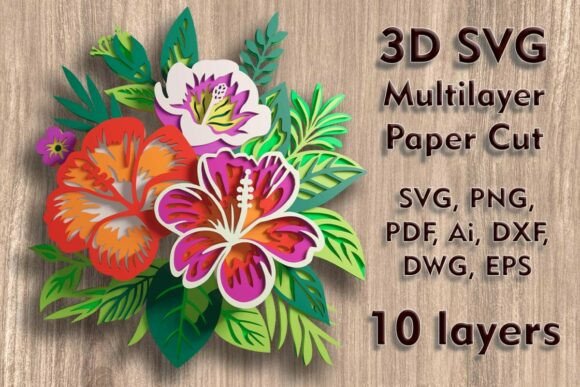 Hibiscus 3D SVG for Floral Compositions
