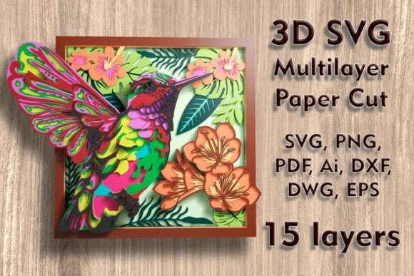 Hummingbird 3D Shadow Box PaperCut Files