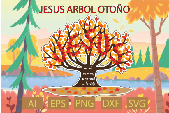 Jesús Árbol Otoño: T-Shirt Designs & Graphics