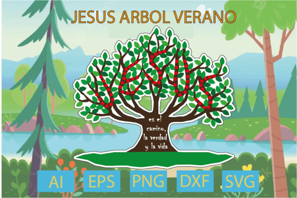 Jesús Árbol Verano Graphics & T-Shirt Designs