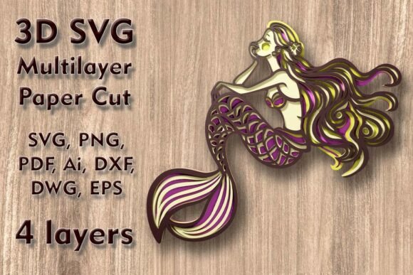 Mermaid 3D SVG for Fantasy & Fairy Tales