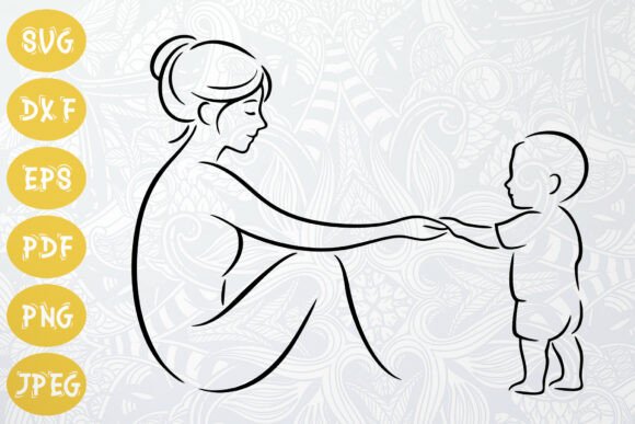 Mother Holding Child Hand Graphics