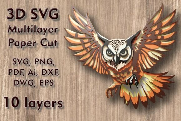 Owl 3D SVG Multilayer PaperCut Ornaments