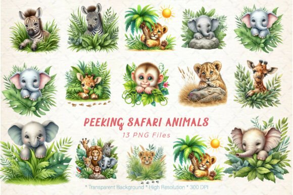 Peeking Safari Animals Graphics for Local Business Branding