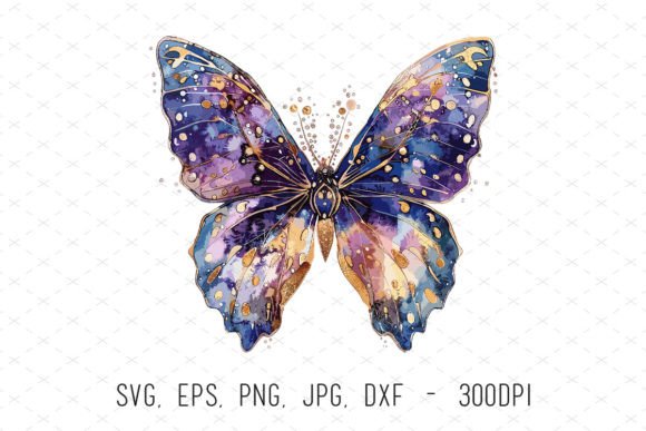 Purple Watercolor Butterfly Graphics for Local Branding