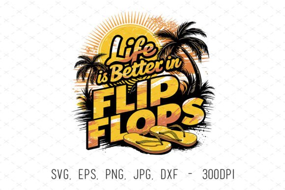 Retro Summer Quote Flip Flops Graphics & Illustrations