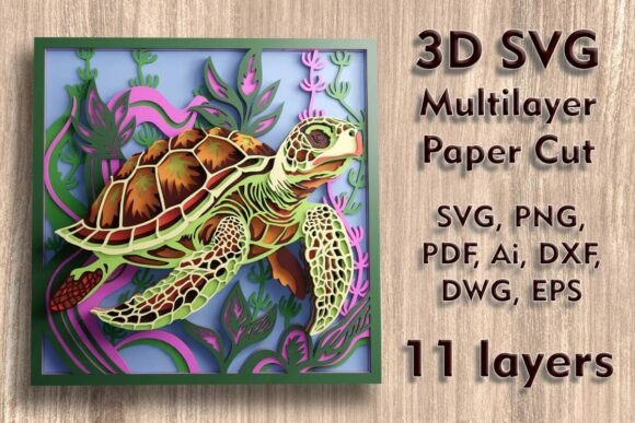Sea Turtle 3D SVG for Shadow Boxes & Handmade Crafts