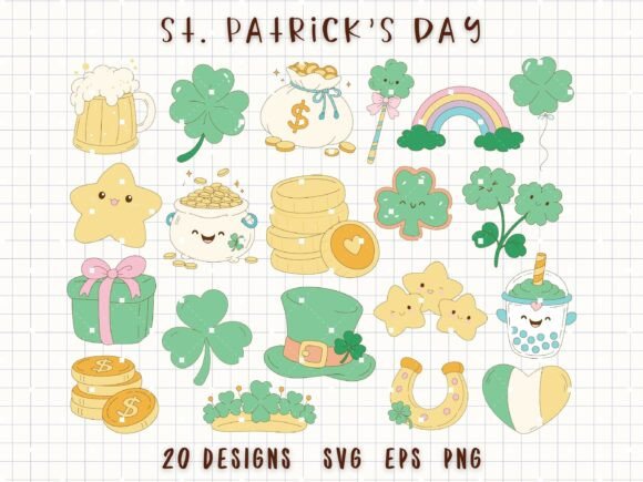 St Patricks Day SVG Lucky Clover Clipart Graphics