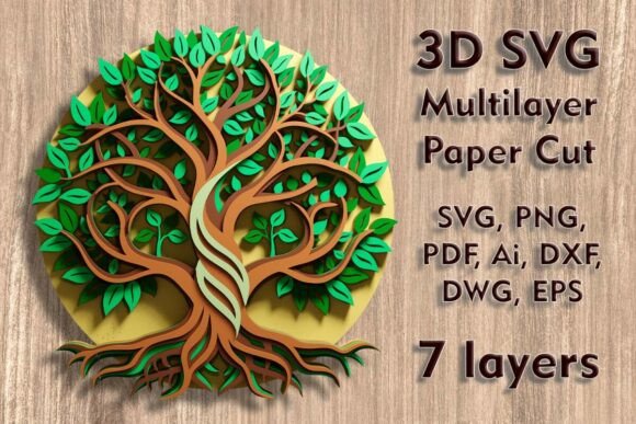 Tree of Life 3D SVG Multilayer Ornaments