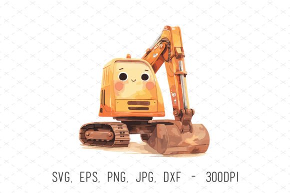 Watercolor Baby Excavator Graphics for Creative Projects
