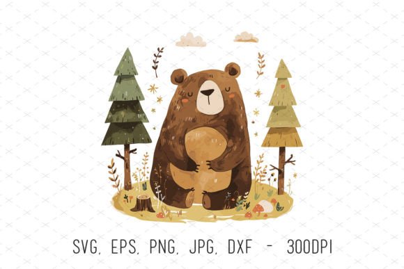 Watercolor Bear Baby Shower Clipart SVG: Graphics & Illustrations