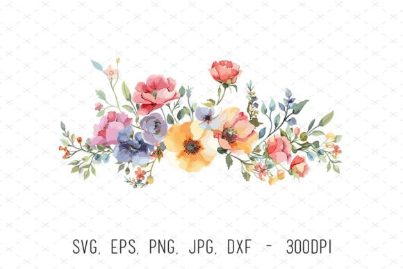 Watercolor Floral Border Svg