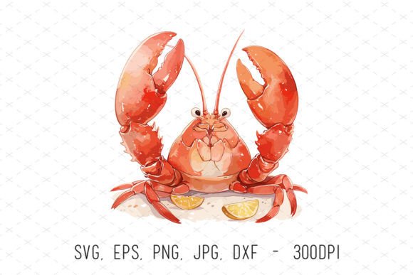 Watercolor Lobster Sea Life Clipart SVG: Graphics & Illustrations