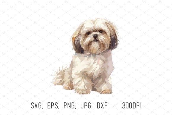 Watercolor Shih Tzu Dog Vector Clipart: Graphics & Illustrations for Local Branding