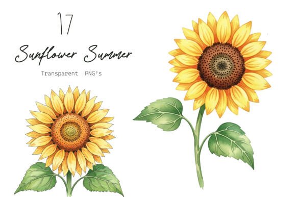Watercolor Sunflower Summer Clipart