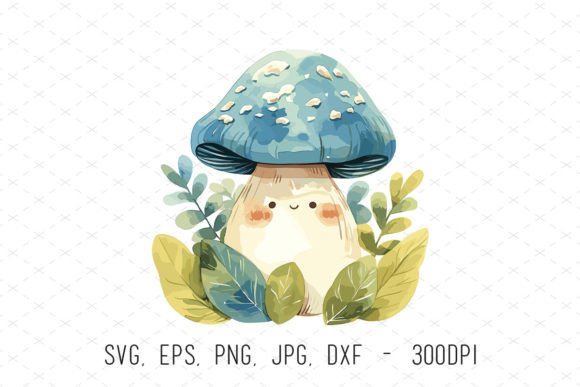 Watercolor Woodland Mushroom Kids Png